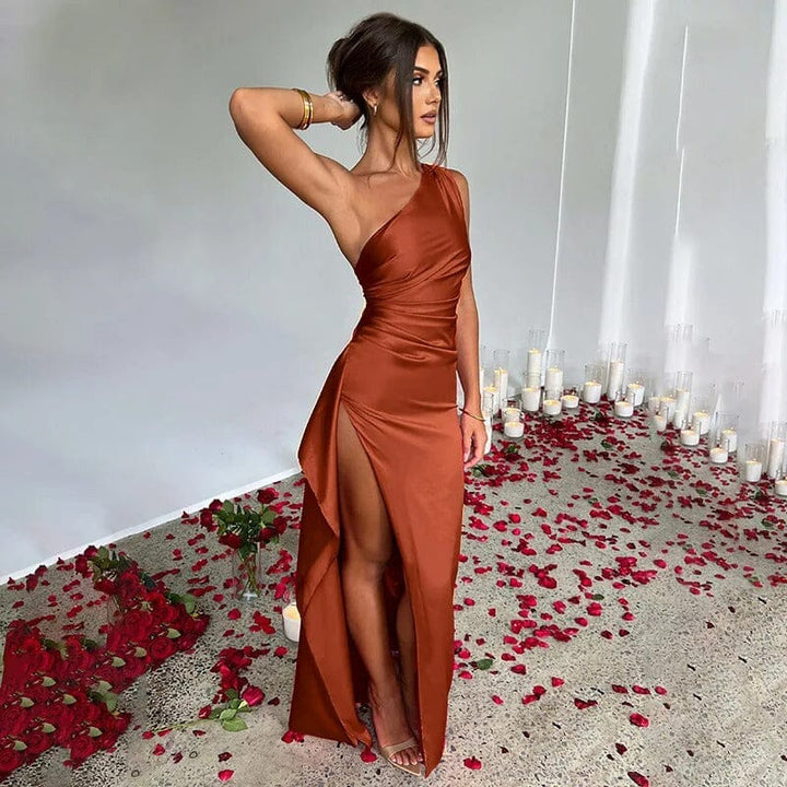 ALESSIA | Slim Fit Silk Maxi Dress