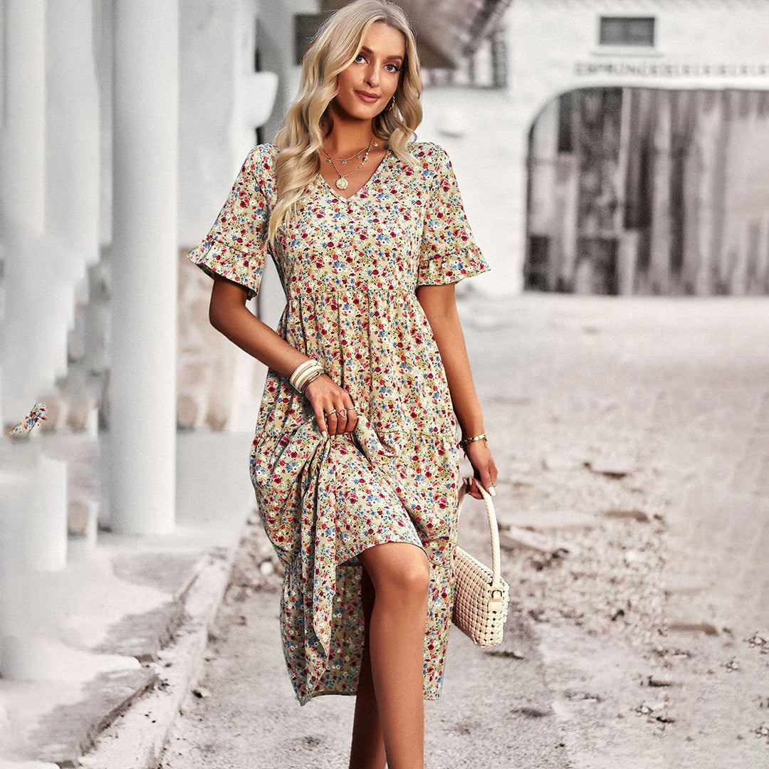 Bohemian Floral Midi Dress | Summer-ready Cotton