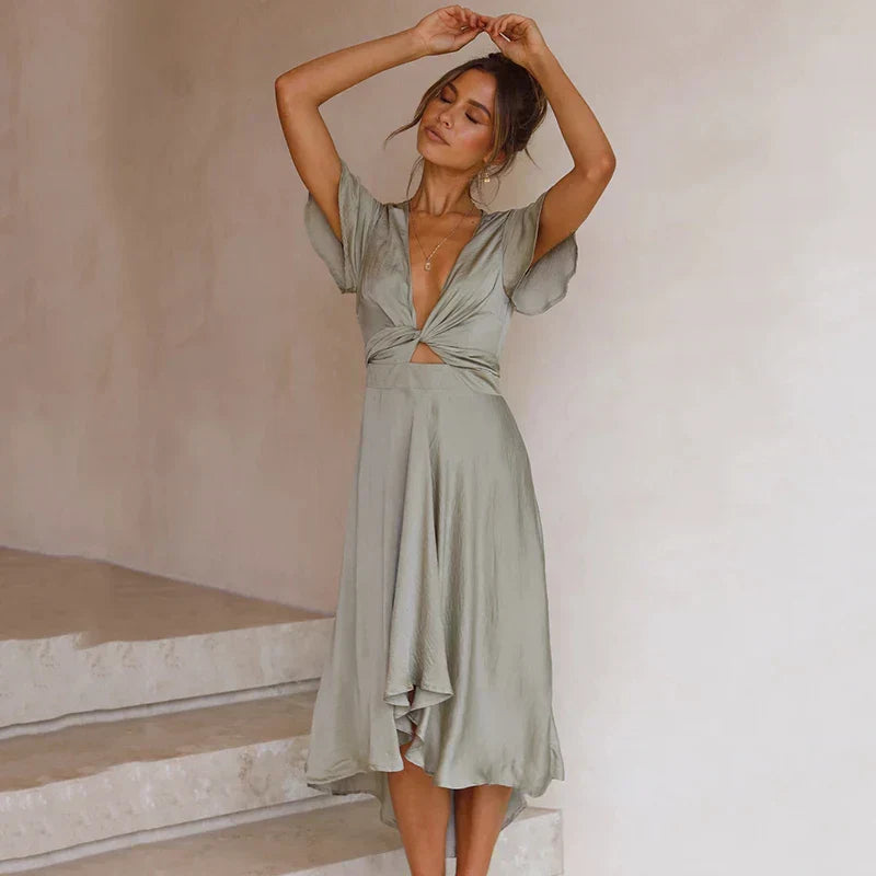 ALESSIA | Silk Dress with Bow