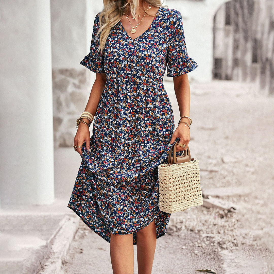 Bohemian Floral Midi Dress | Summer-ready Cotton