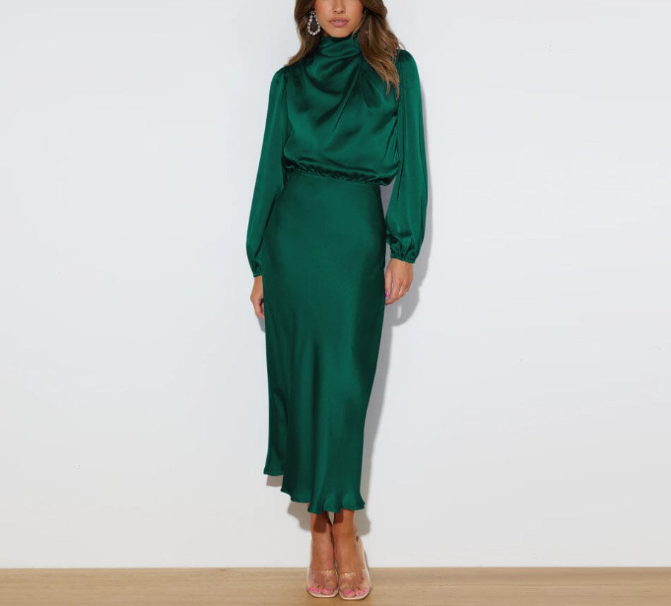 ALESSIA | Elegant Silk Dress with Long Sleeves