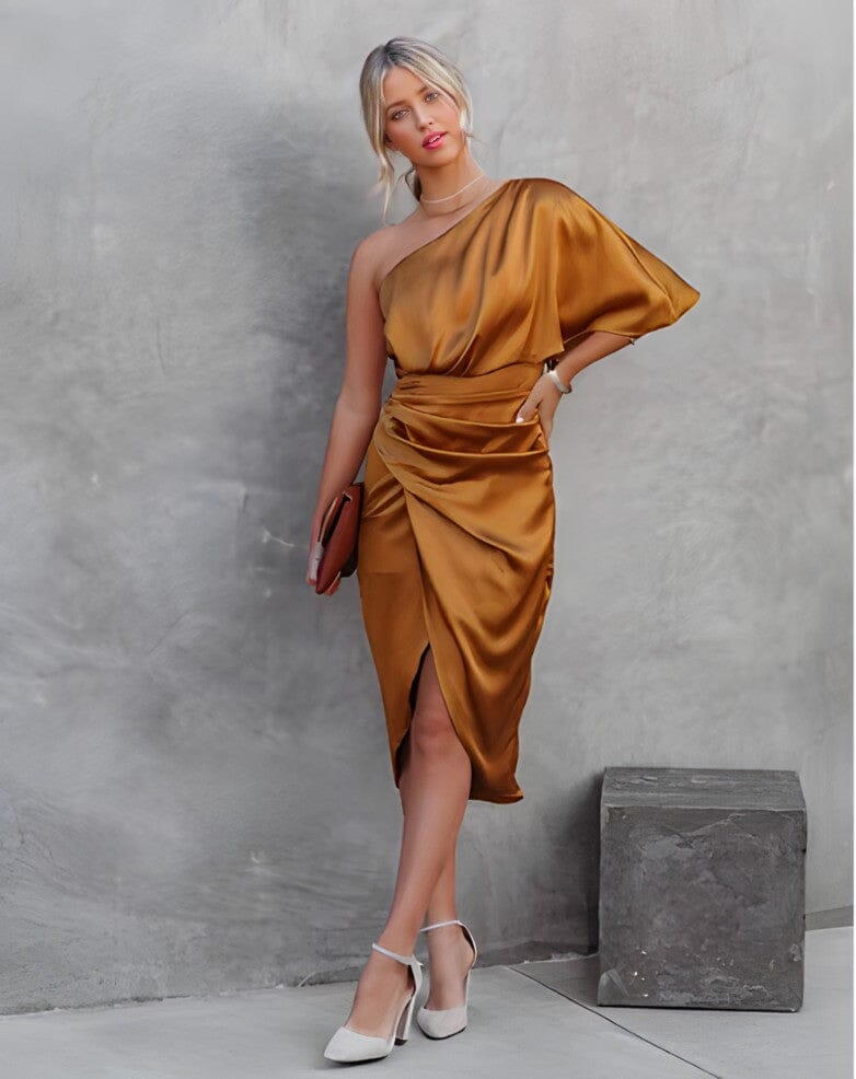 ALESSIA™ | Elegant Silk Dress with a Slit